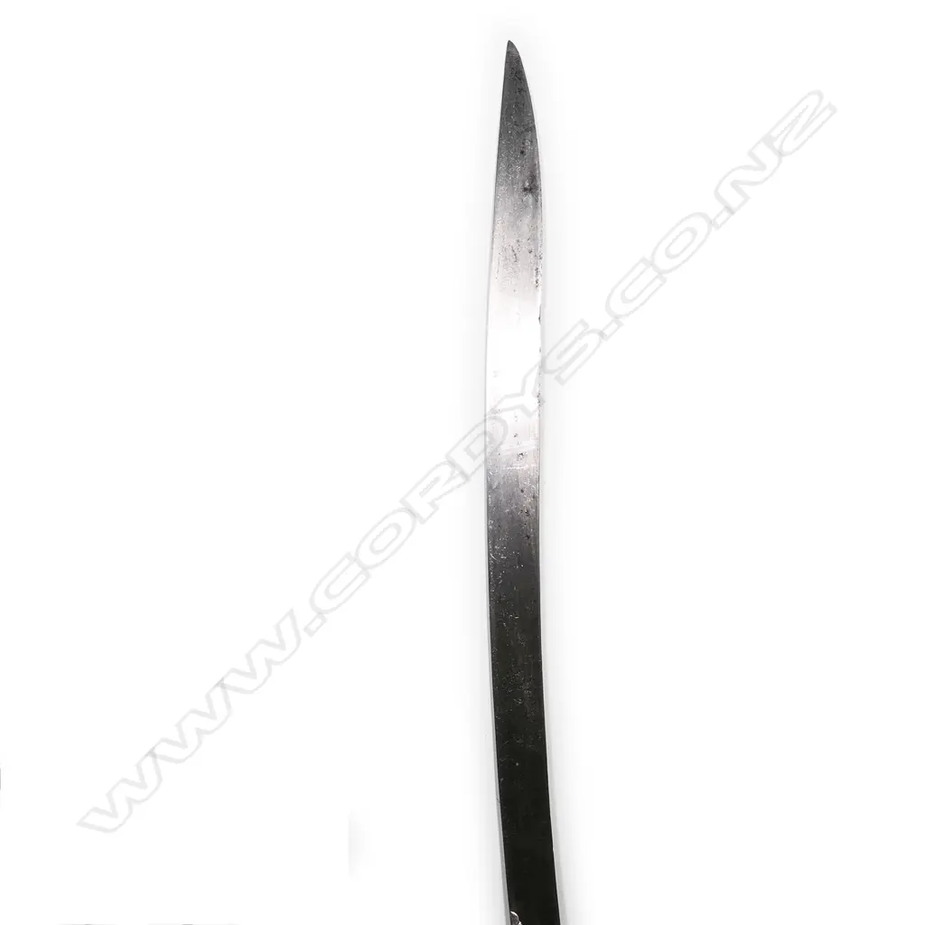 A 19thC Turkish yataghan sword with black leather scabbard, silver mounts, Image 1++