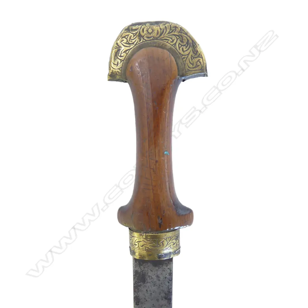 A Turkish kinjal dagger, with brass embossed scabbard. Image 1++