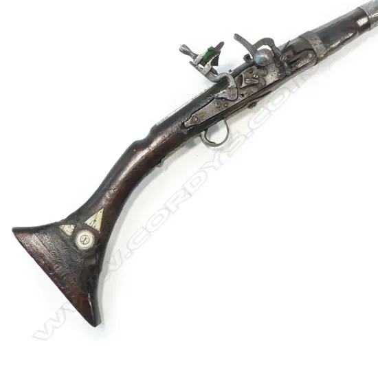 A Moroccan Affedali long gun, 18/19thC., flintlock, muzzle loader,