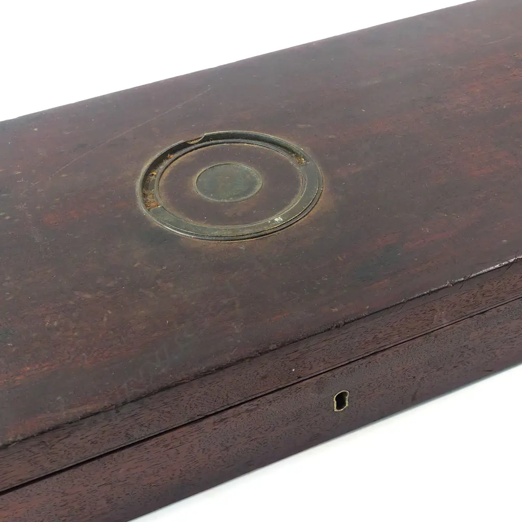 A good, 19thC heavy double barrel muzzle loading percussion cape gun, 39 x 15 bore, by Pryse & Redman, London, (see footnote 1). In brass bound mahogany case. Image 1++