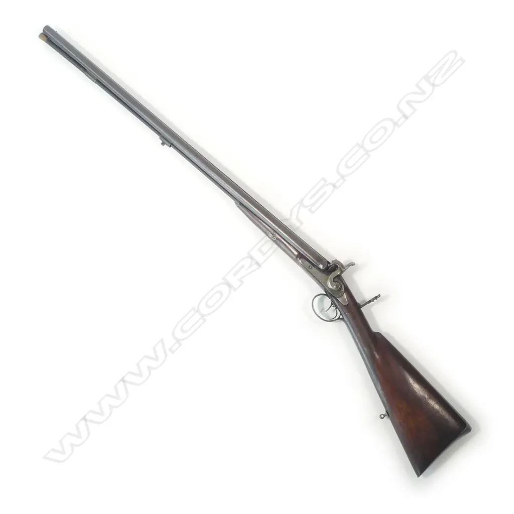 A fine muzzle loading percussion double barrel rifle/shotgun, cased, with two sets of barrels, by Franz Leutheuser, Graz, Austria, c.1860. Image 1++
