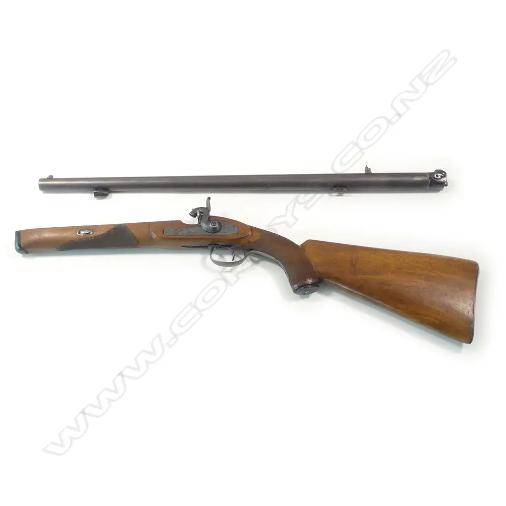 A replica Alexander Henry muzzle loading smoothbore percussion rifle, .45 cal., in case, Image 1++