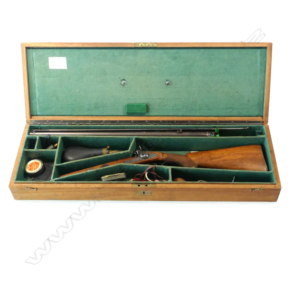A replica Alexander Henry muzzle loading smoothbore percussion rifle, .45 cal., in case, Image 1++