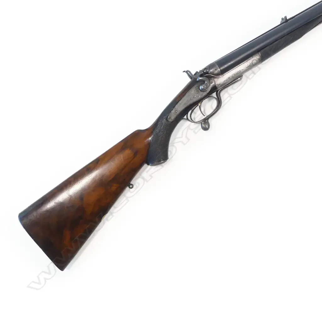 A 19thC under lever double barrel .450 express rifle by Joseph Lang & Son, London, circa 1891. In associated leather case Image 1++