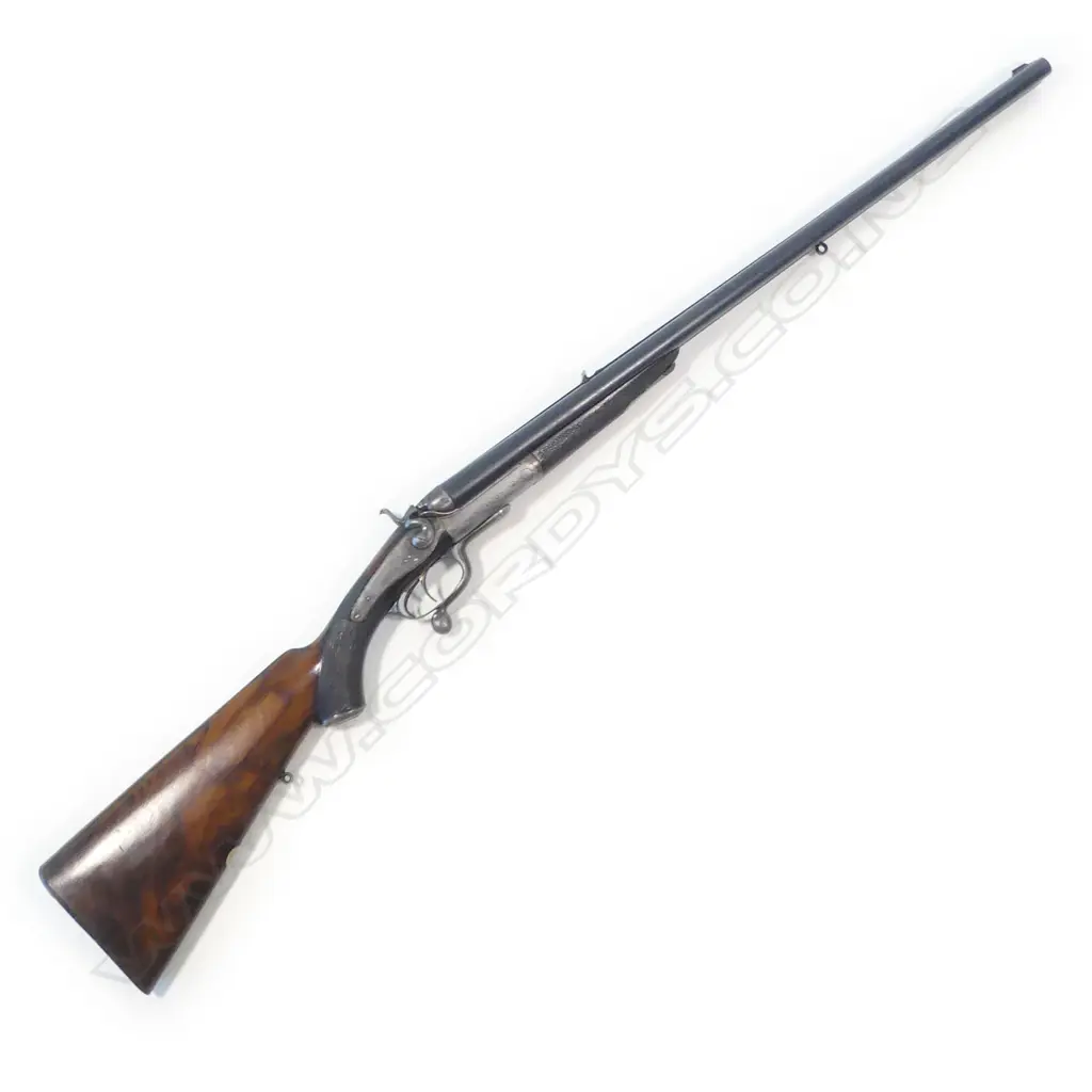 A 19thC under lever double barrel .450 express rifle by Joseph Lang & Son, London, circa 1891. In associated leather case Image 1++