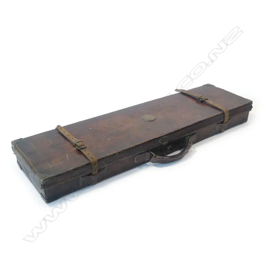 A 19thC under lever double barrel .450 express rifle by Joseph Lang & Son, London, circa 1891. In associated leather case Image 1++