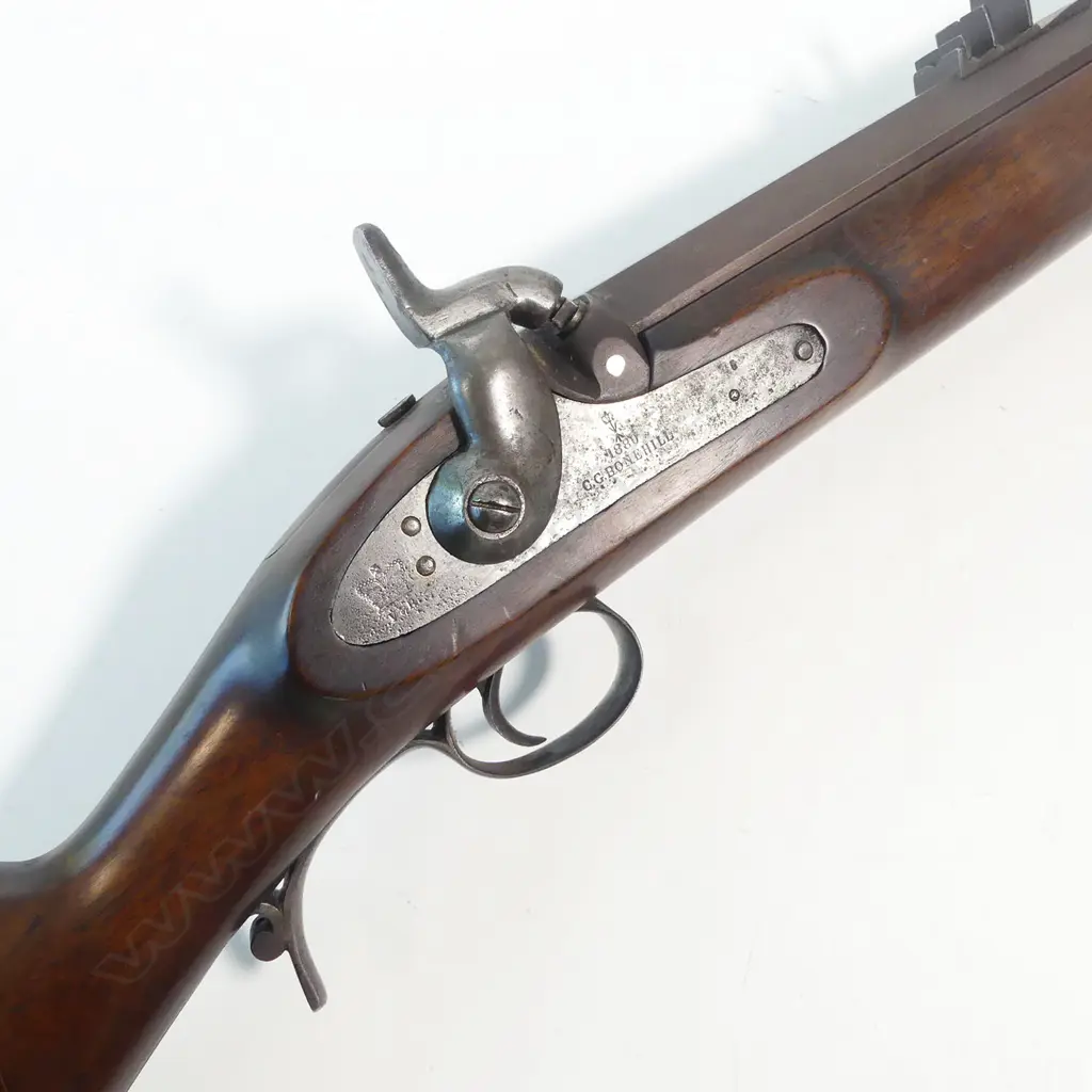 A reproduction 20thC weighty big game 10 bore muzzle loading, single barrel percussion rifle, by C.G. Bonehill (Birmingham), Image 1++