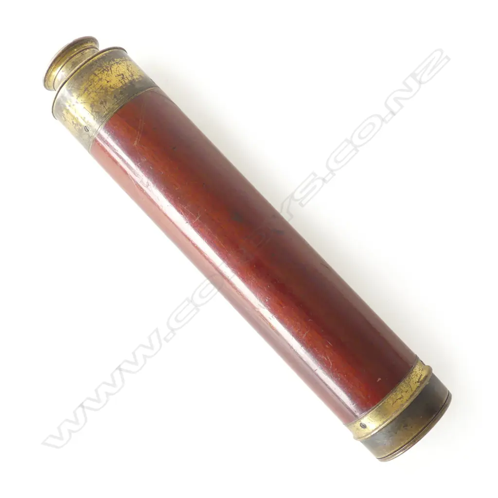A three-draw telescope, with mahogany bound main tube, Image 1++