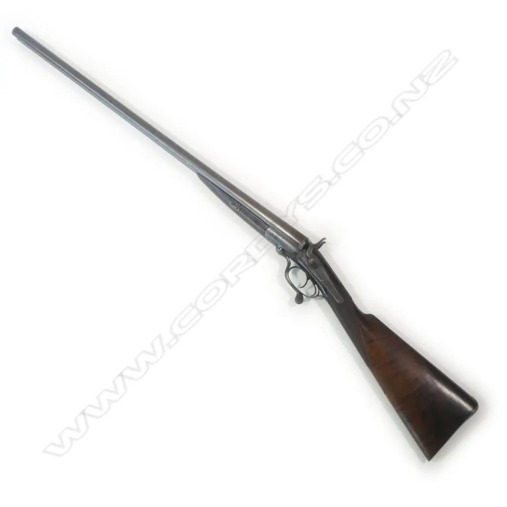 A late 19thC 12 bore double barrel underlever shotgun by Henry Holland, (with NZ connections), in leather case, Image 1++