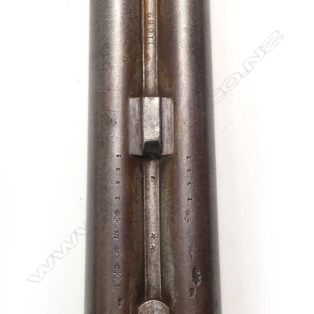 A late 19thC 12 bore double barrel underlever shotgun by Henry Holland, (with NZ connections), in leather case, Image 1++