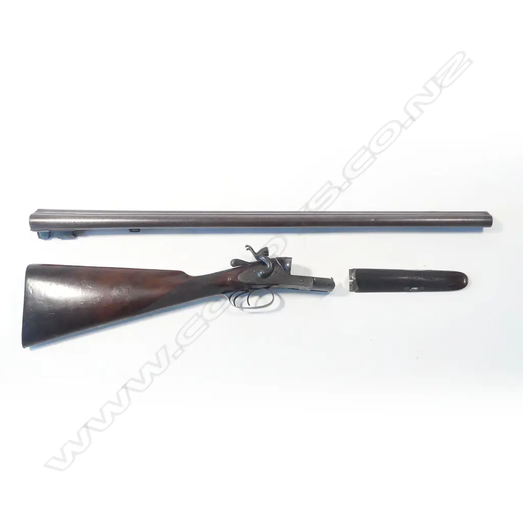 A 12-bore double barrel open-hammer shotgun by T. Newton, Manchester, Image 1++