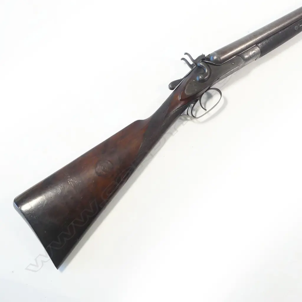 A 12-bore double barrel open-hammer shotgun by T. Newton, Manchester, Image 1++