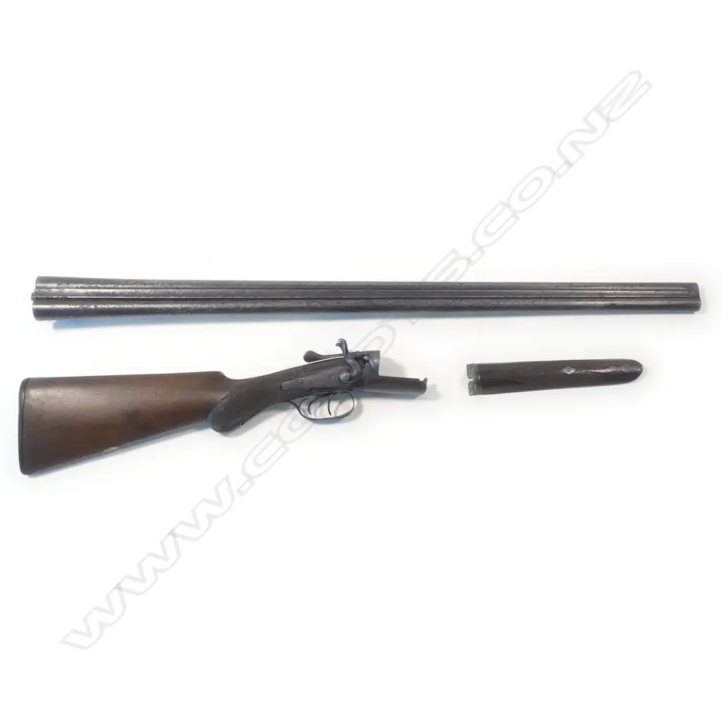 A 20 bore double barrel shotgun by R.B Rodda & Co., in green canvas case. Image 1++