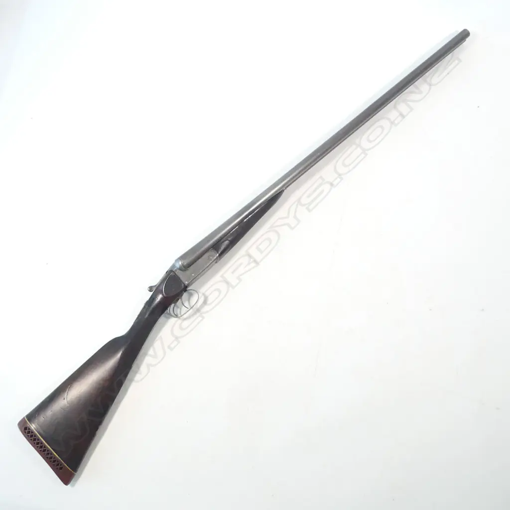 A 12 bore, hammerless double barrel shotgun by Enos James & Co. With leather case, Image 1++