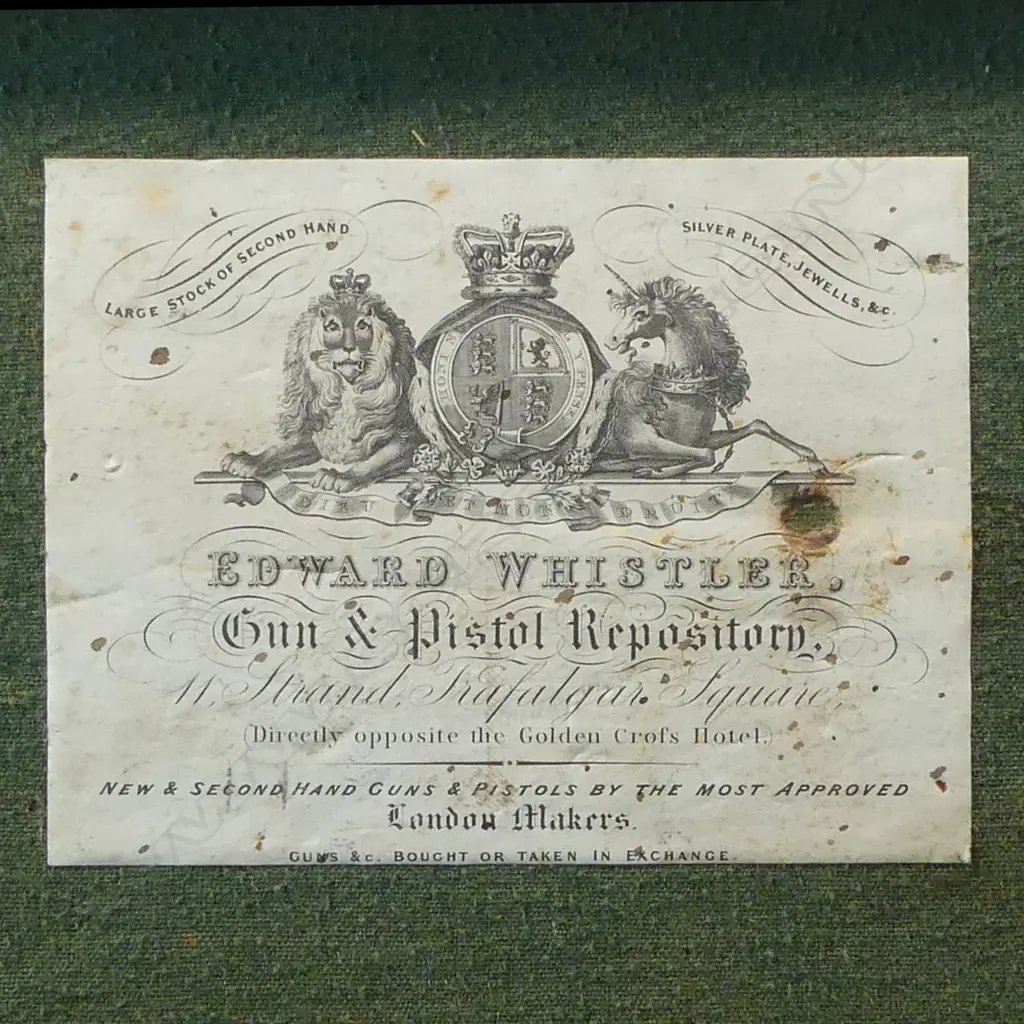 A  mid-19thC .50 cal smoothbore muzzle loading percussion rifle with spare 20 bore shotgun barrel, by Clayton of Lymington. In baize lined fitted oak case with accessories. Image 1++