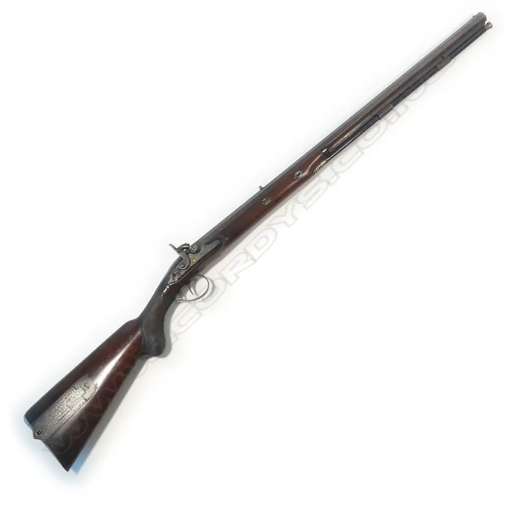 A .60 cal smoothbore muzzle loading percussion sporting rifle, by Baker, London, Image 1++