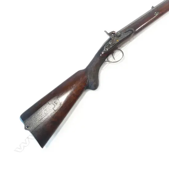 A .60 cal smoothbore muzzle loading percussion sporting rifle, by Baker, London,