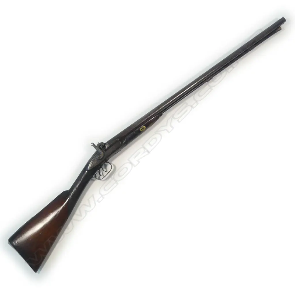 A 15 bore double barrel muzzle loading percussion shotgun, signed  'Manton, London', Image 1++