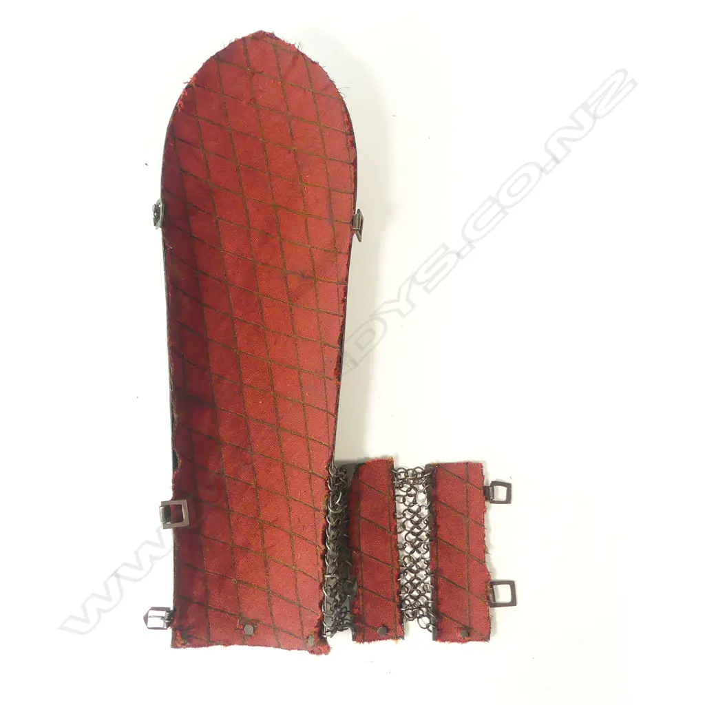 A good single steel 19thC Persian forearm armour (bazu-band), with etched figurative panels within a border of Islamic script, Image 1++