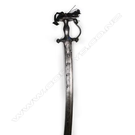 An Indian tulwar, with double fullered, watered blade, 19thC,