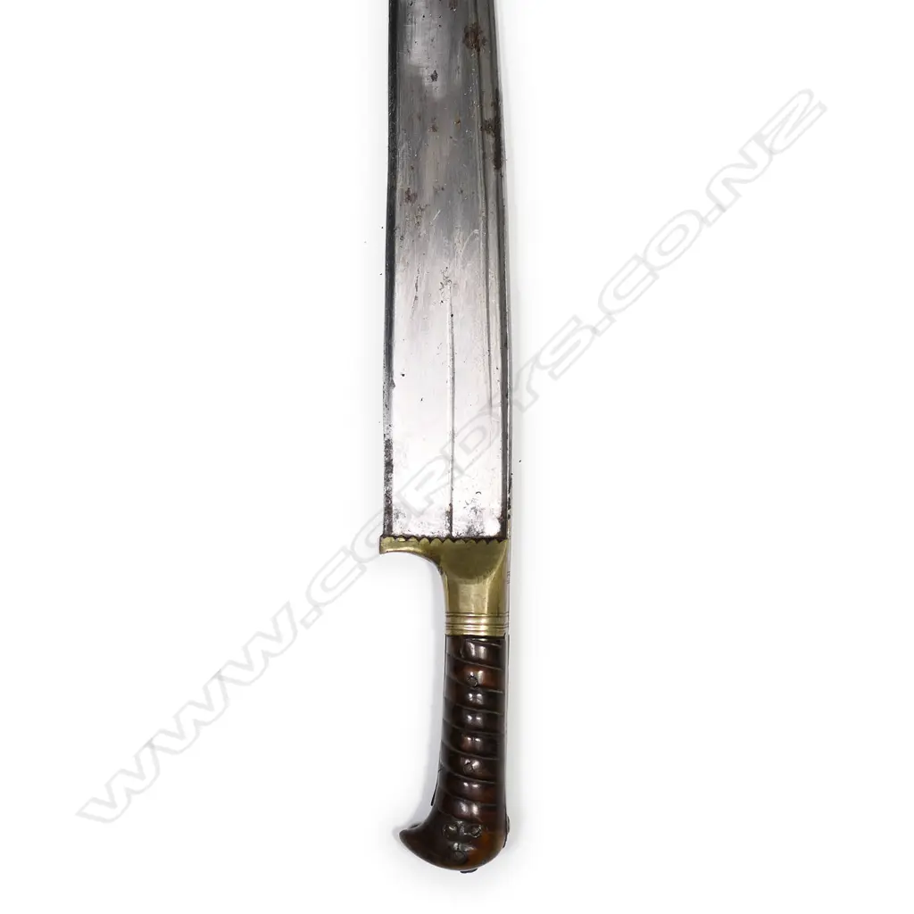 A 19thC Afghan Khyber knife (churra), with single edged, fullered yataghan blade, Image 1++