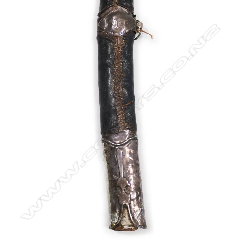 A 19thC Indo-Persian shamshir, the curved steel blade etched with Arabic cartouche, Image 1++