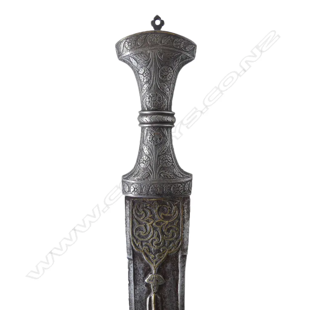 An Indo-Persian jambaiya dagger with gold inlaid blade, 18thC, Image 1++