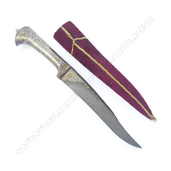 A 19thC Indian pesh kabz dagger with bird head shaped hilt,