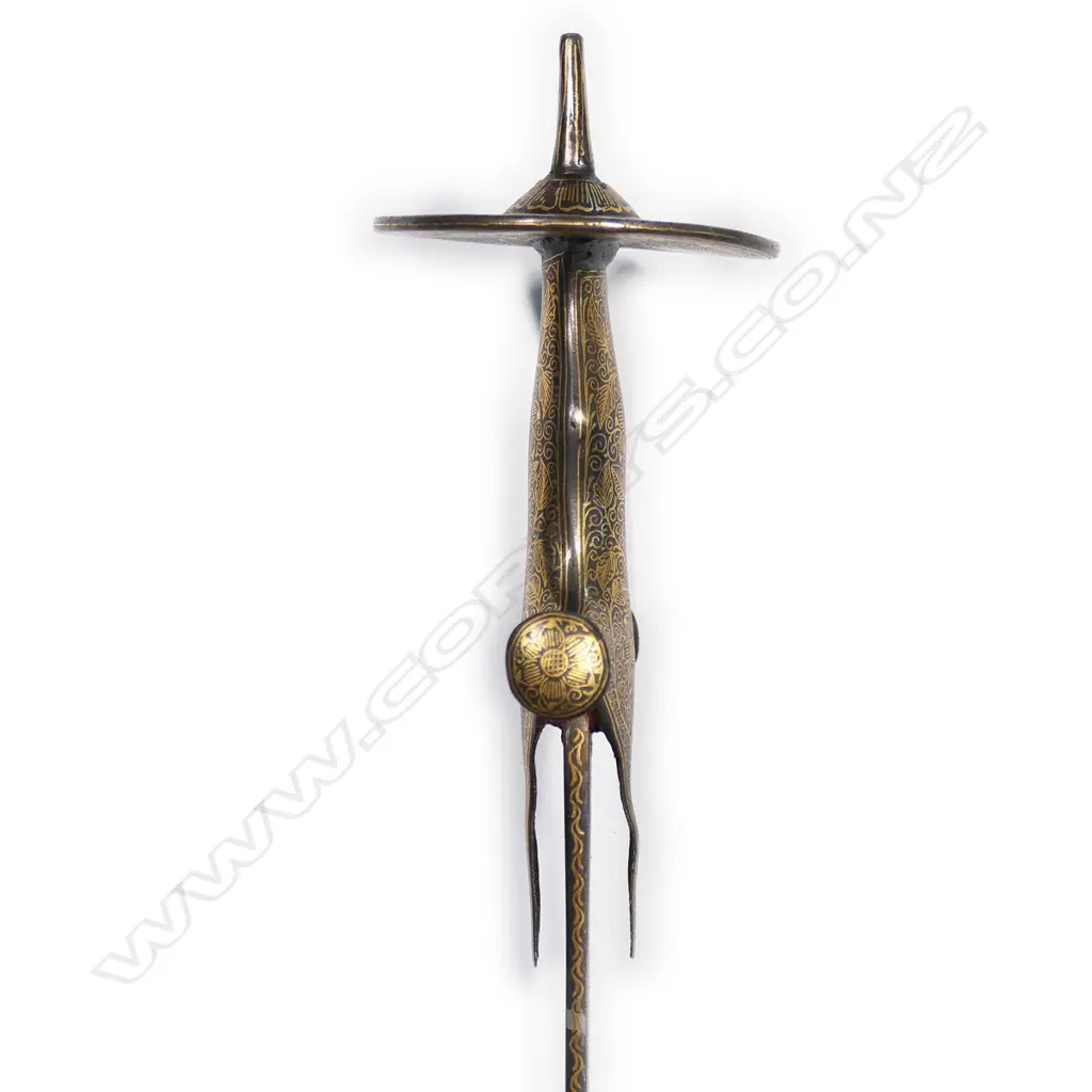 A  late19thC Indian shamshir sword, with gold niello to the hilt and ricasso, Image 1++