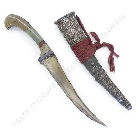 A Persian pesh kabz dagger, and scabbard.