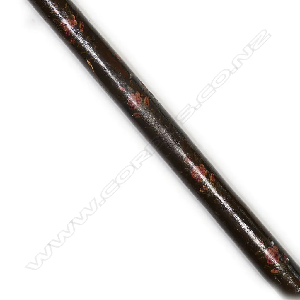 A Persian axe, c.1830, 590mm wooden handle painted with flowers; Image 1++
