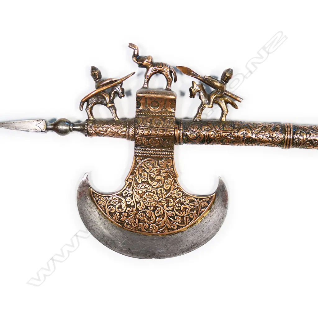 An ornate 19thC Indian parade axe, Image 1++