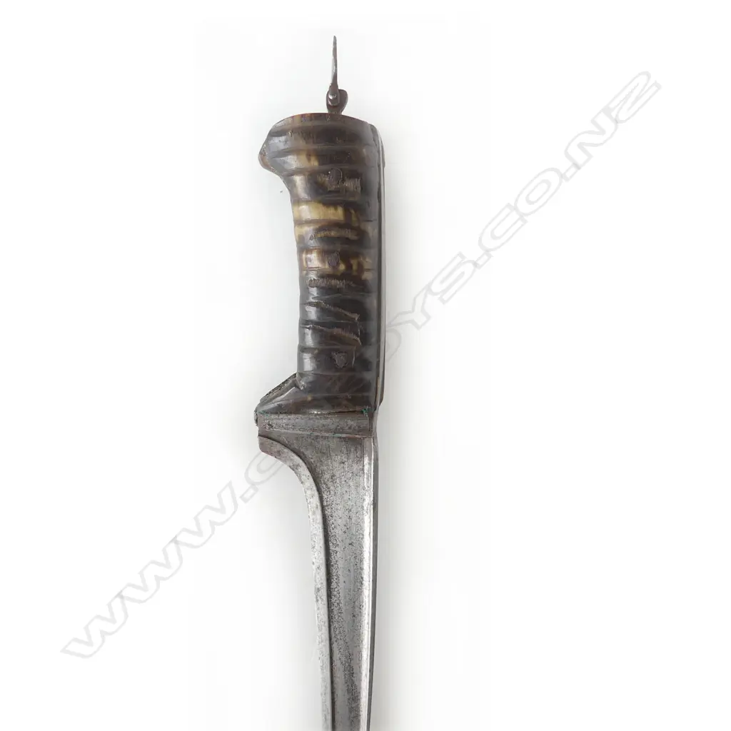 A 19thC Persian Zarabonk dagger, with heavy etched blade with armour piercing tip, Image 1++