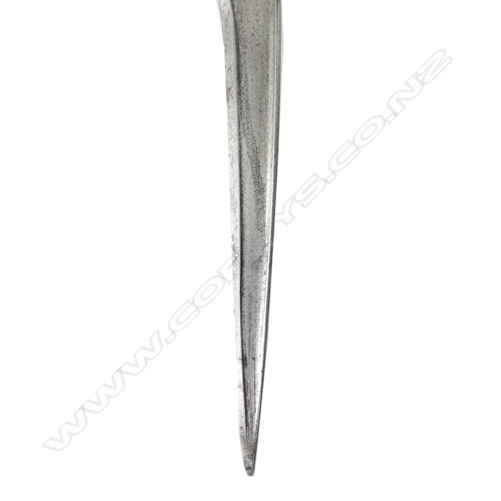 A 19thC Persian Zarabonk dagger, with heavy etched blade with armour piercing tip, Image 1++
