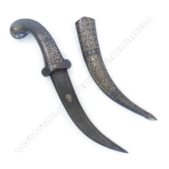 A Persian style dagger and scabbard,