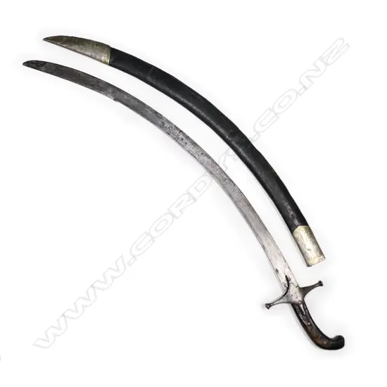 An Indo-Persian shamshir sword, with leatherette scabbard, late 19thC,