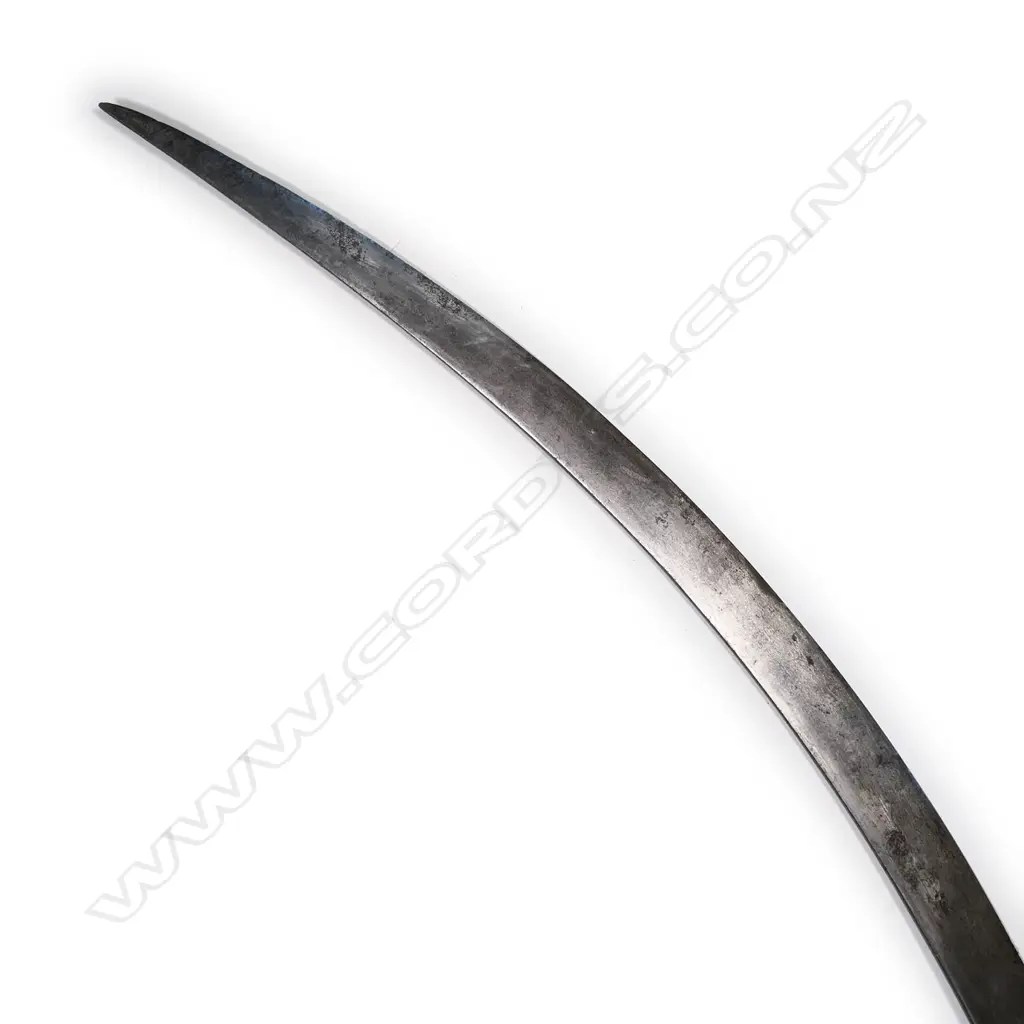 A 19thC Indian shamshir with heavily curved blade and floral etched hilt, Image 1++