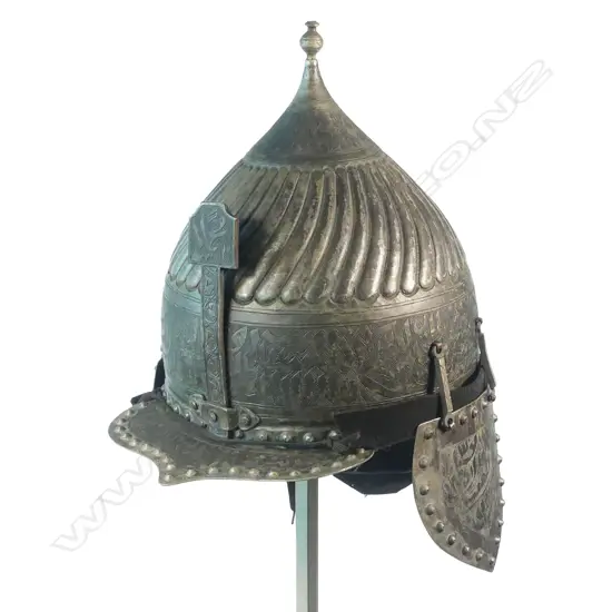 A Turkish turban helmet, noted as 17/18thC style, but probably of later period,