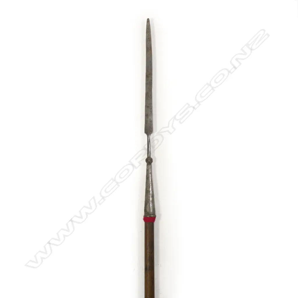 A 19thC Tibetan lance head, socket fitted to a later shaft, Image 1++