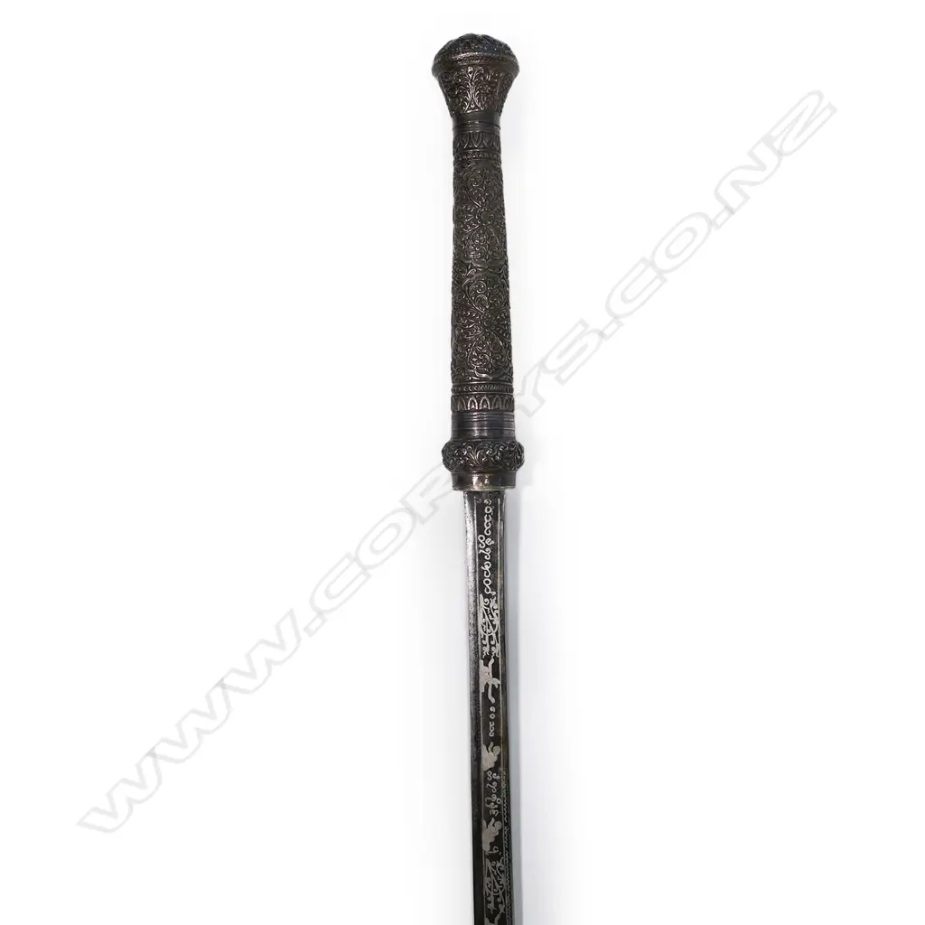 An ornate silver mounted Burmese (dha) sword, probably from the period of British rule (1824-1948), Image 1++
