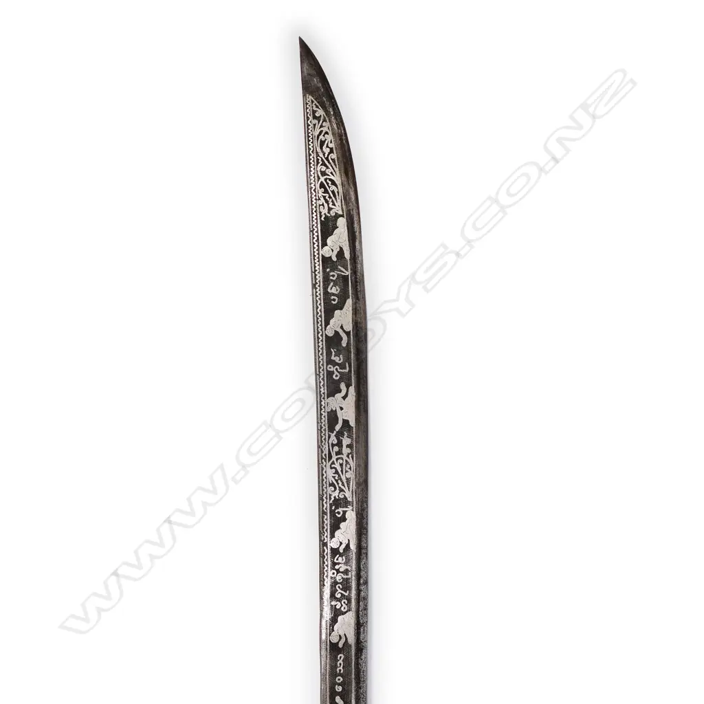 An ornate silver mounted Burmese (dha) sword, probably from the period of British rule (1824-1948), Image 1++