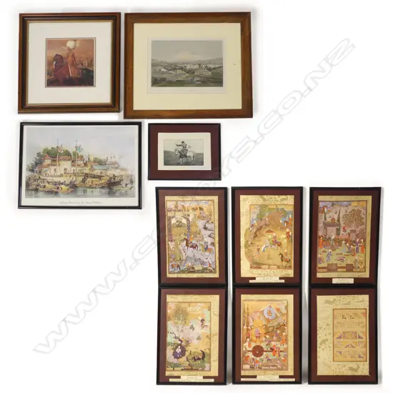 A collection of ten, mainly Islamic, hunting scene prints etc.