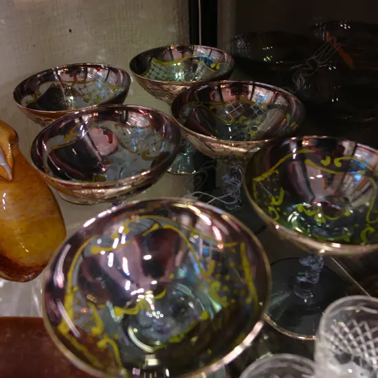 6 MURANO GLASS CHAMPAGNES 