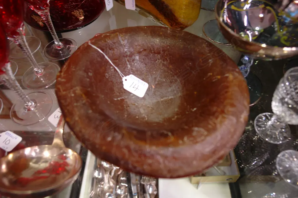 CAST GLASS BOWL - DARK AMBER Image 1++