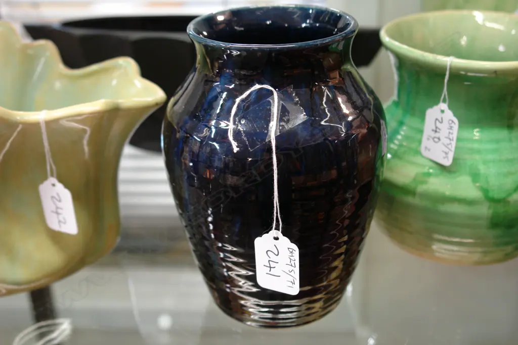 C.L. BLACK/BLUE GLAZED VASE Image 1++