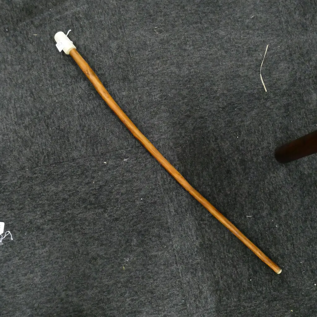 A carved antler handled wooden walking stick Image 1++