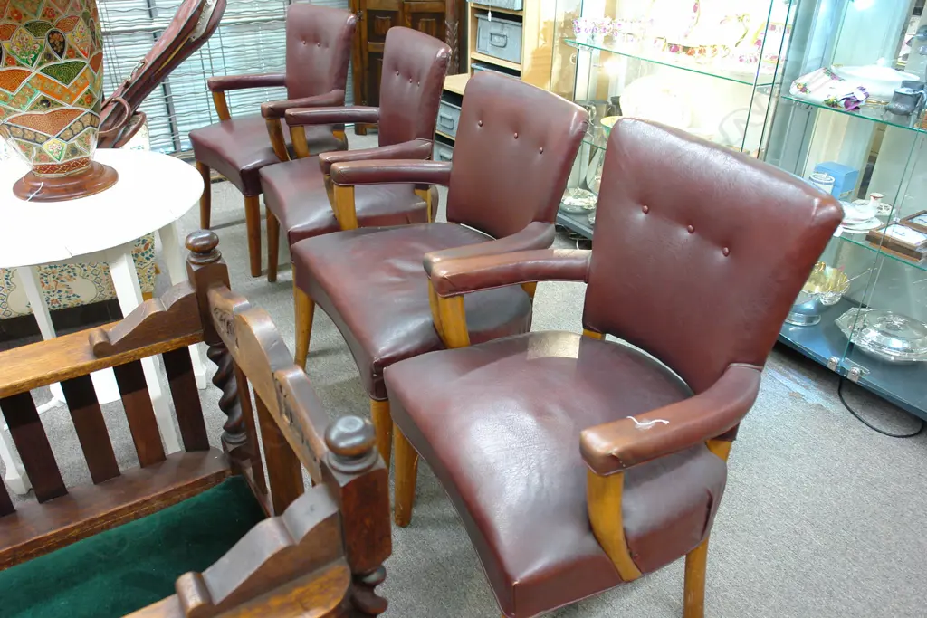 SET 4 1940'S BOARDROOM CHAIRS EX.FOSTERS CHANDLERY Image 1++