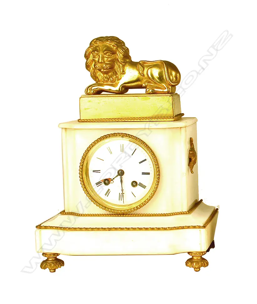 A 19thC French and ormolu and white alabaster mantel clock Image 1++