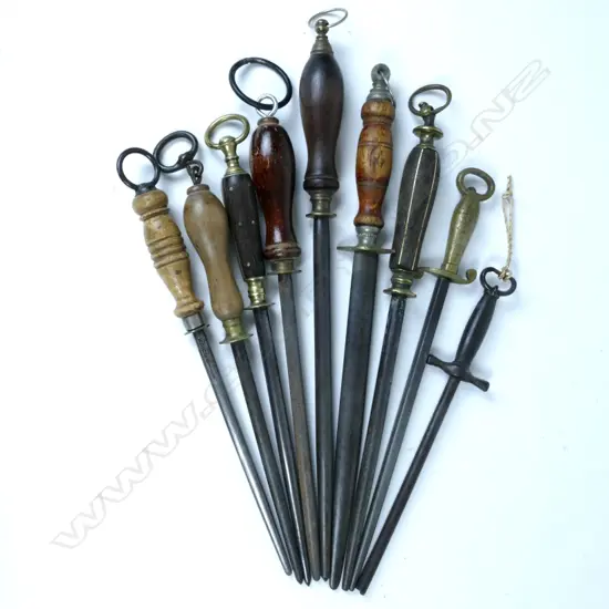 A collection of 19thC vintage butcher's steels