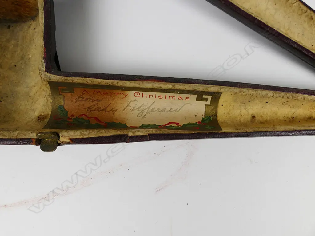 2 ANTIQUE CASED PIPES, AMBER? & SILVER FITTINGS Image 1++